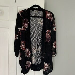 Maurice’s open front floral cardigan. Small